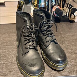 Dr. Martens Black Boots with Yellow Stitching